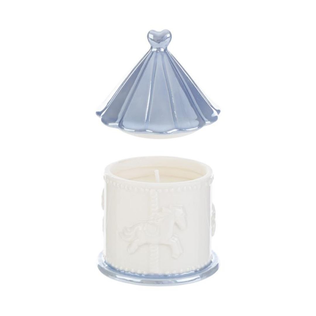 Candela Soia Giostrina in Porcellana Celeste di Le Stelle bomboniere Candela Soia Giostrina in Porcellana Celeste