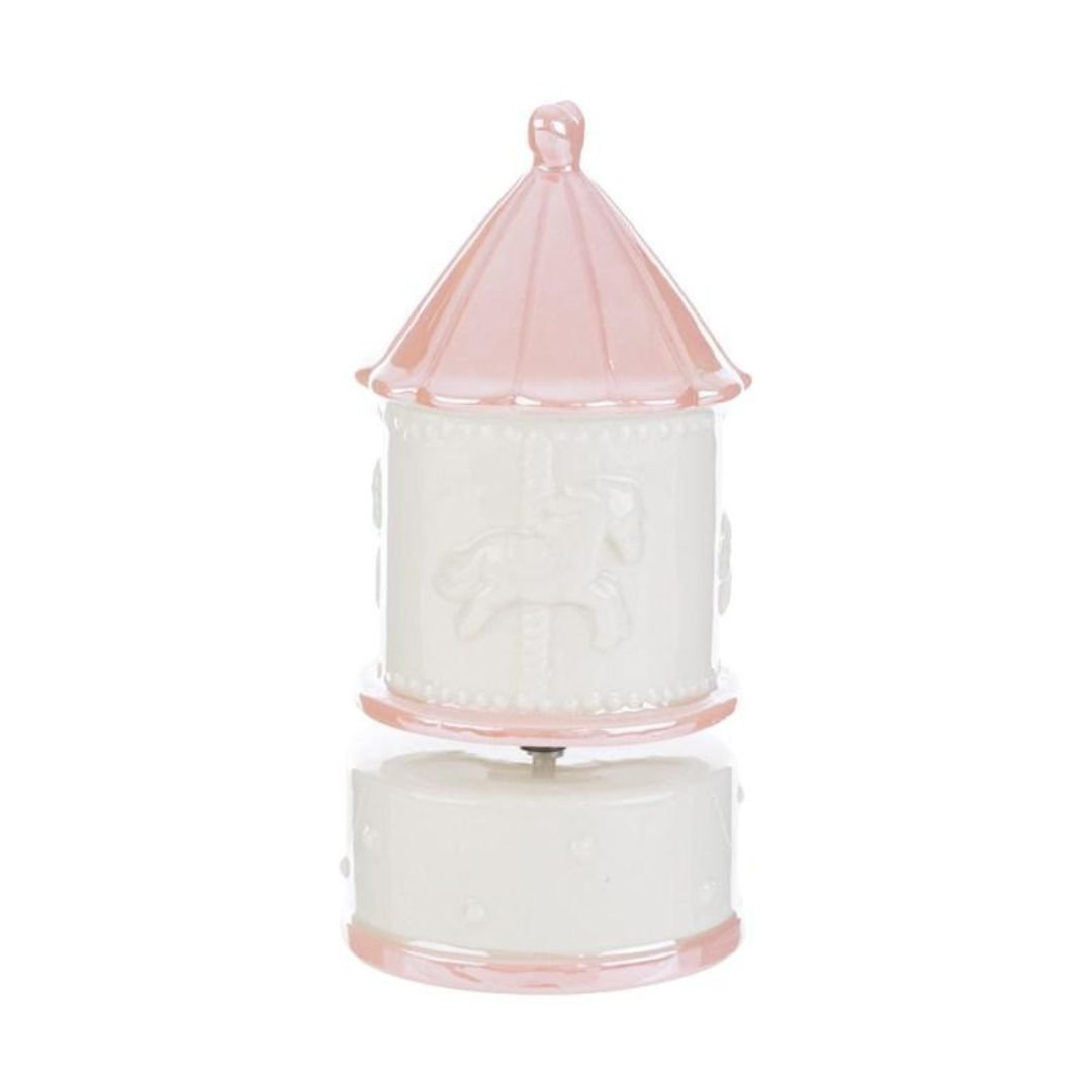 Carillon Giostrina in Porcellana Rosa di Le Stelle Bomboniere Carillon Giostrina in Porcellana Rosa