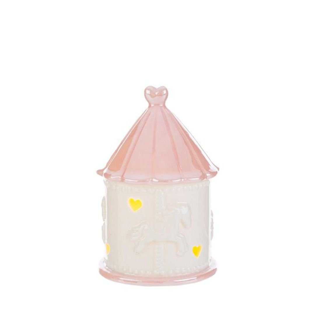 Giostrina a Led in Porcellana Rosa di Le Stelle bomboniere Giostrina a Led in Porcellana Rosa