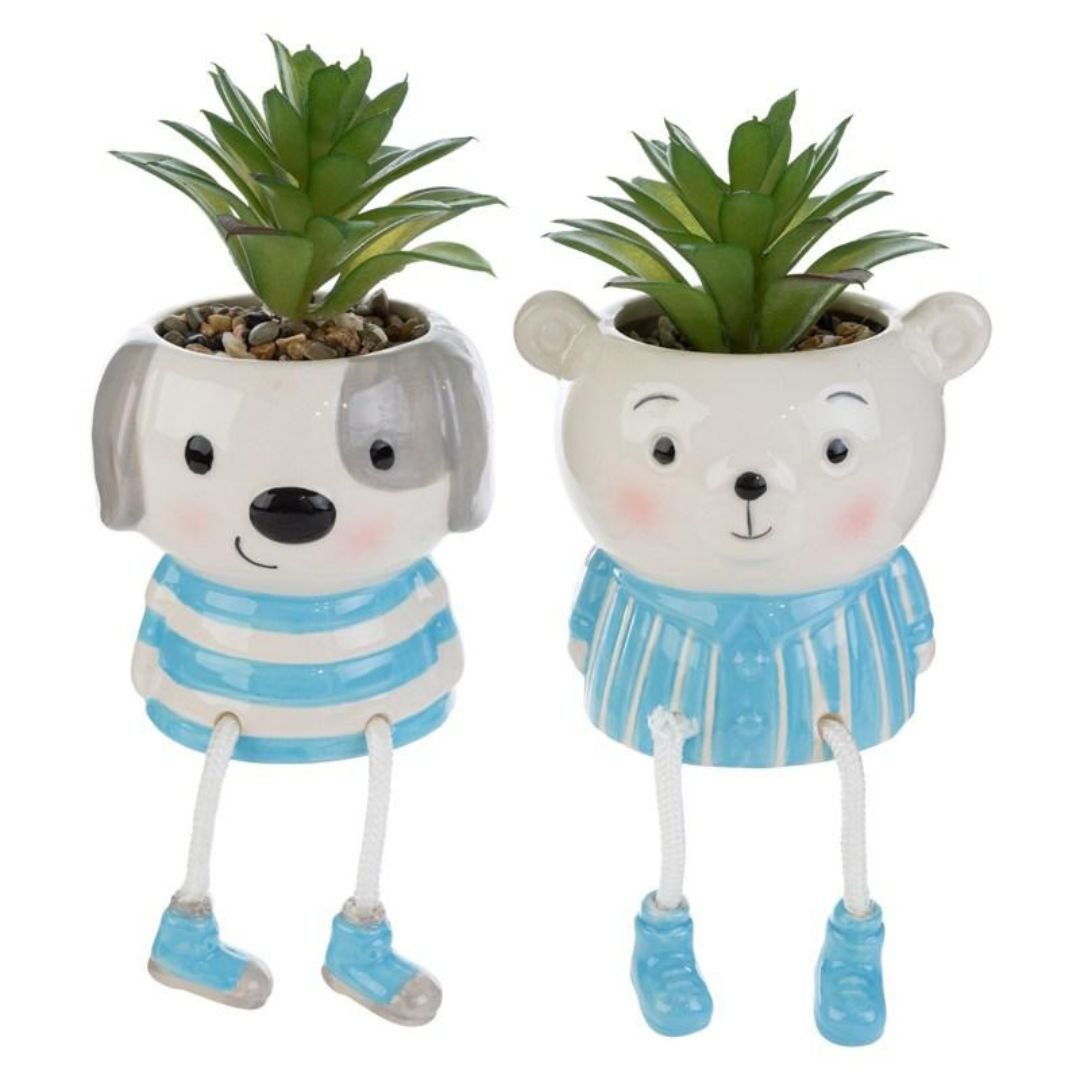 Piantina Animali in Porcellana Celeste di Le Stelle Bomboniere Piantina Animali in Porcellana Celeste