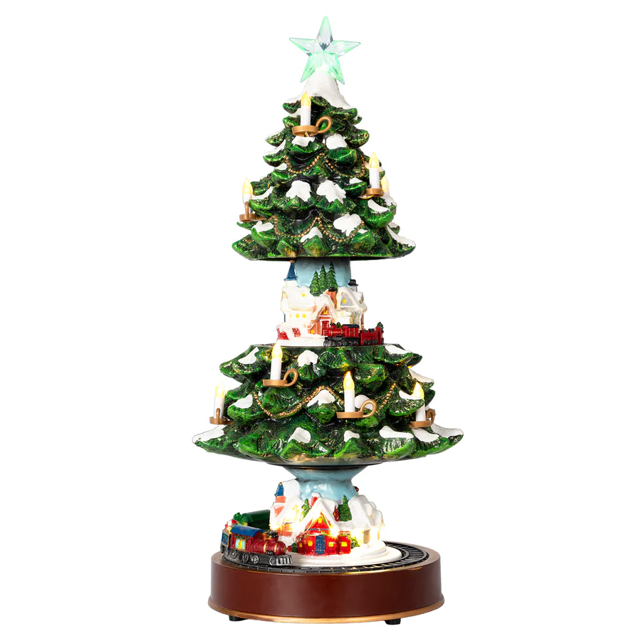 Albero di Natale con Villaggio e Trenino aperto Albero di Natale con Villaggio e Trenino