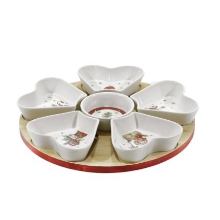 Antipastiera Natalizia Cuori con Bamboo Vestiamo Casa Gran Natale