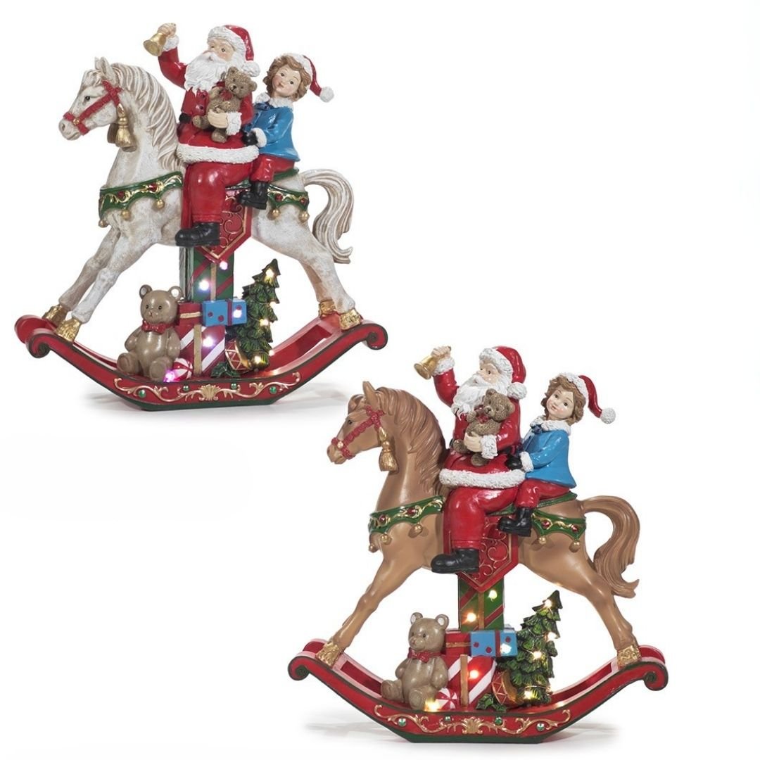 Babbo Natale su Cavalluccio a Led 36cm di Vestiamo Casa Gran Natale Babbo Natale su Cavalluccio a Led 36cm di Vestiamo Casa Gran Natale