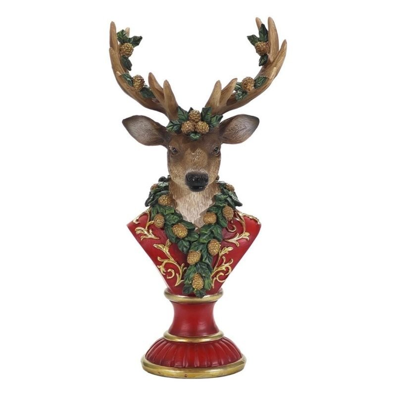 Busto Cervo Natalizio 33cm di Vestiamo Casa Gran Natale