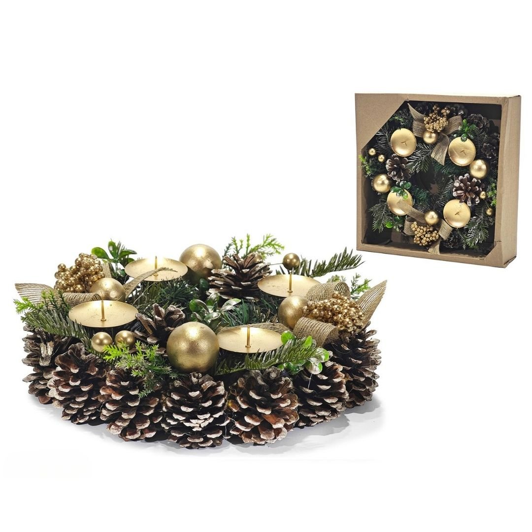 Ghirlanda Portacandele con Pigne 30cm di Vestiamo Casa Gran Natale Ghirlanda Portacandele con Pigne 30cm di Vestiamo Casa Gran Natale