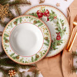 Piatti Natalizi Red Ribbon Garland Vestiamo Casa Gran Natale con fondo