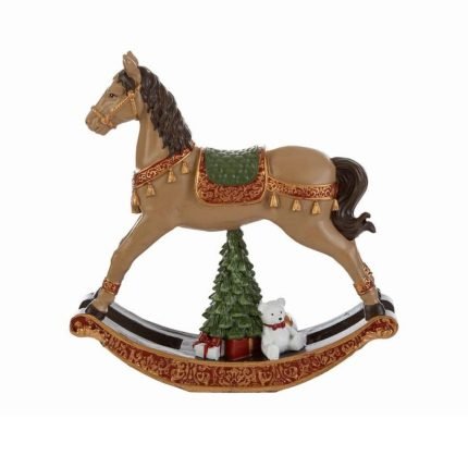 Cavalluccio Natalizio Resina Beige 14cm di Le Stelle