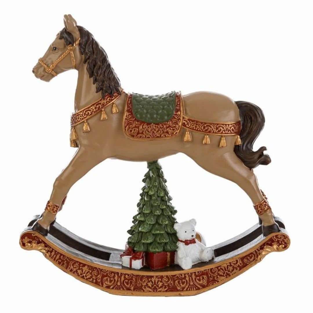 Cavalluccio Natalizio Resina Beige 18cm di Le Stelle Cavalluccio Natalizio Resina Beige 18cm di Le Stelle