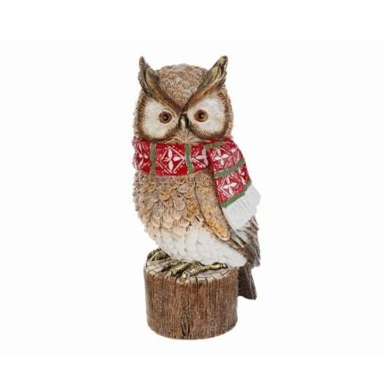 Gufo Natalizio in Resina 23cm di Le Stelle