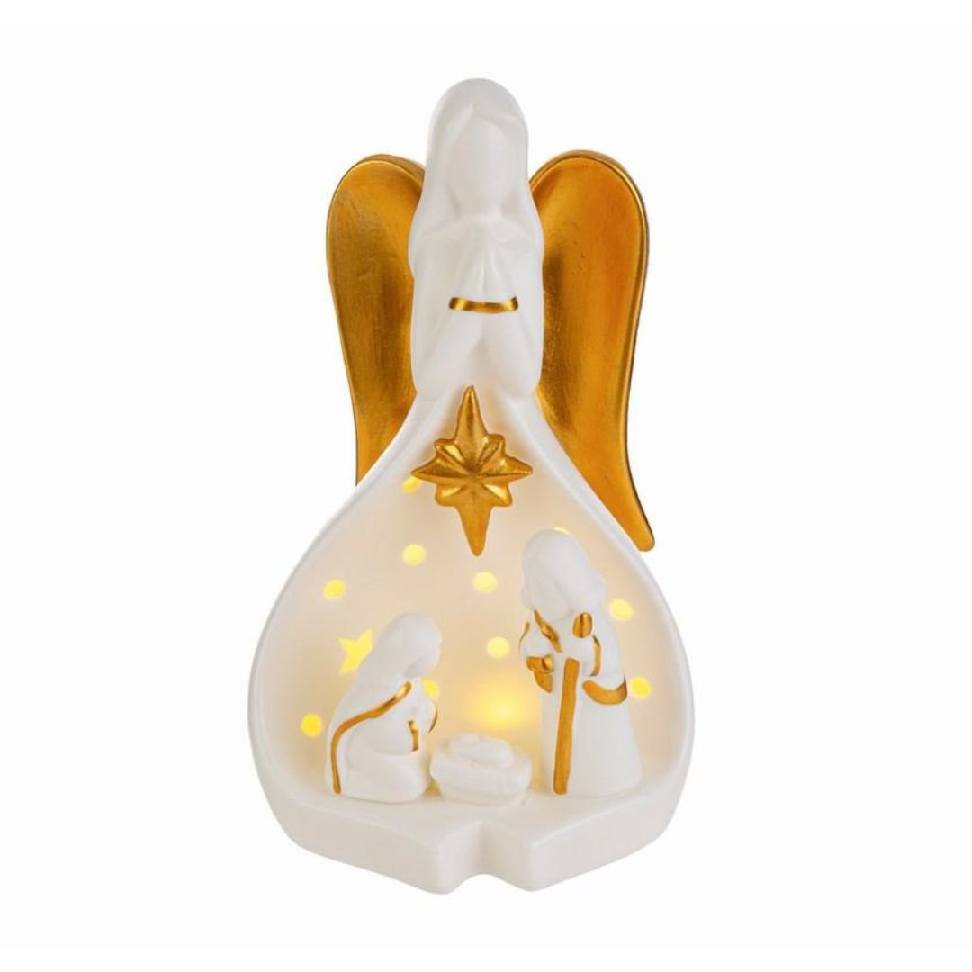 Presepe in Porcellana Bianca a Led 19cm di Le Stelle Presepe in Porcellana Bianca a Led 19cm di Le Stelle