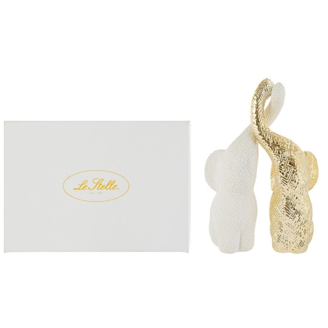 Coppia Elefanti in Porcellana 27cm di Le Stelle Coppia Elefanti in Porcellana 27cm