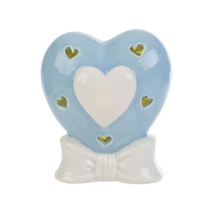 Cuore in Porcellana a Led Celeste