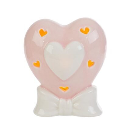 Cuore in Porcellana a Led Rosa