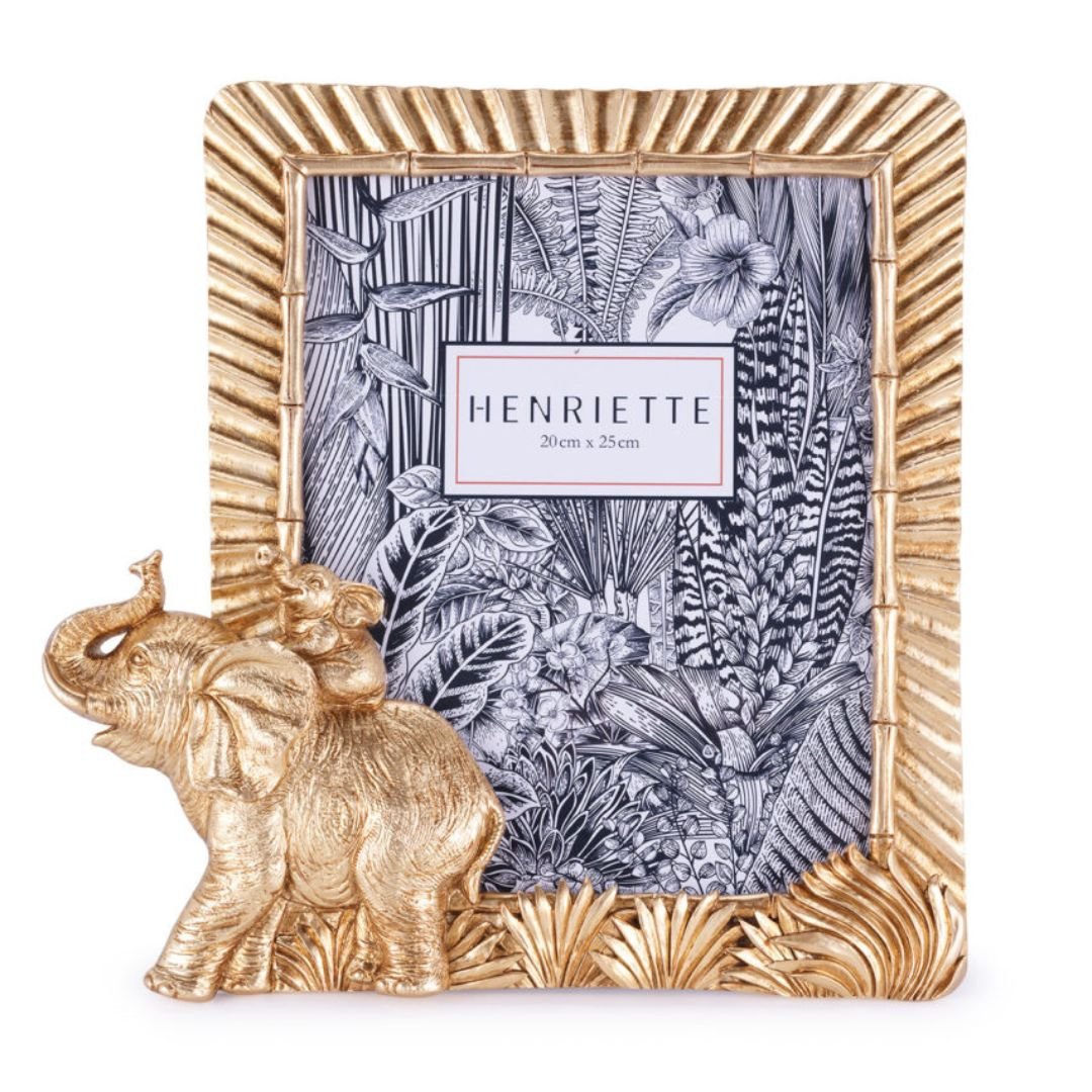 Cornice Elefanti Oro 20x25cm Jungle di Henriette Cornice Elefanti Oro 20x25cm Jungle