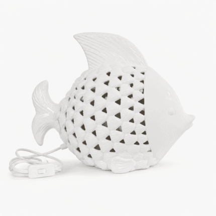Lampada Pesce Bianco Conchiglie 27cm
