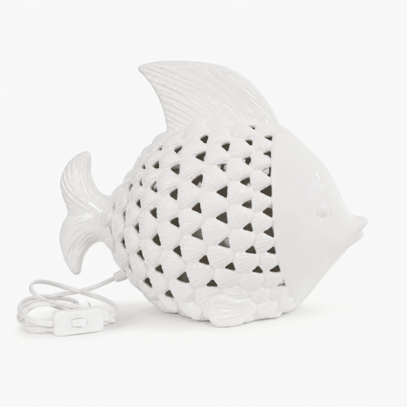 Lampada Pesce Bianco Conchiglie 27cm