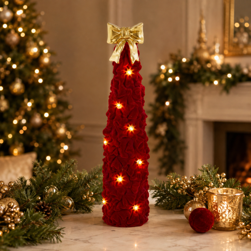 Albero Fiocco Bordeaux Led 60cm di Le Stelle Natale ambientato