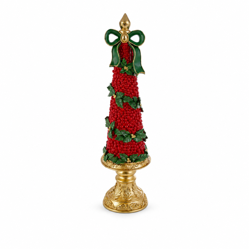 Albero Natalizio Rosso con Addobbi 48cm