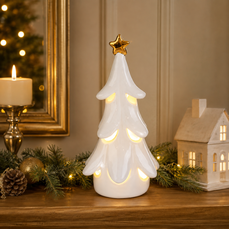 Albero in Porcellana Bianca a Led 18cm di Le Stelle Natale Ambientato