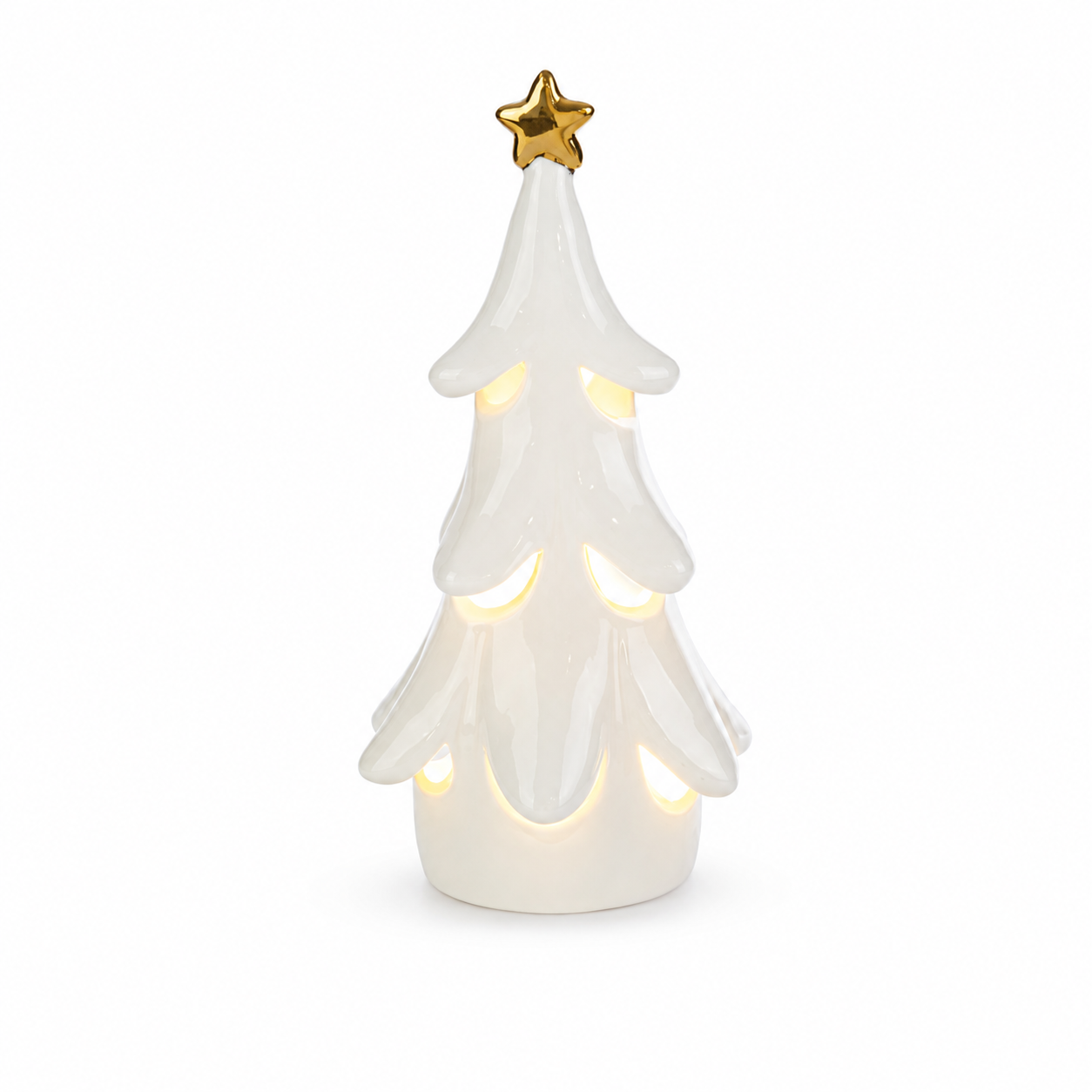 Albero in Porcellana Bianca a Led 18cm di Le Stelle Natale Albero in Porcellana Bianca a Led 18cm