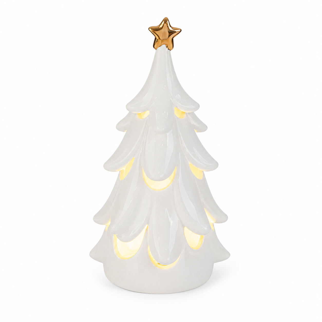 Albero in Porcellana Bianca a Led 26cm Le Stelle Natale Albero in Porcellana Bianca a Led 26cm