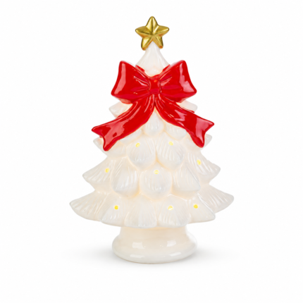 Albero in Porcellana con Fiocco Rosso 17cm