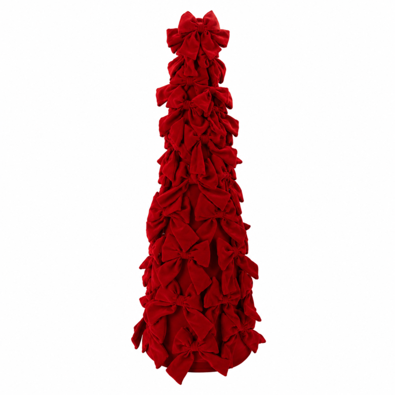 Albero in Velluto Rosso Fiocco 120cm