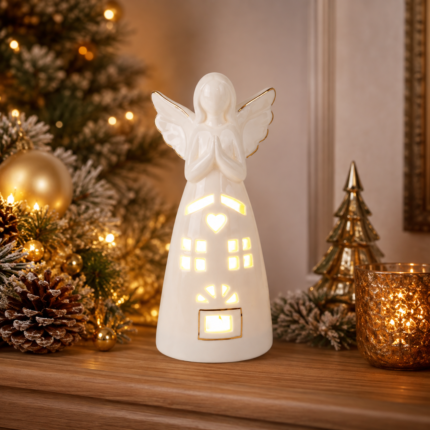 Angelo Porcellana Bianca Led 14cm Ambientato