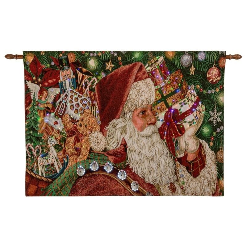Arazzo Babbo Natale con Luci 90x66cm