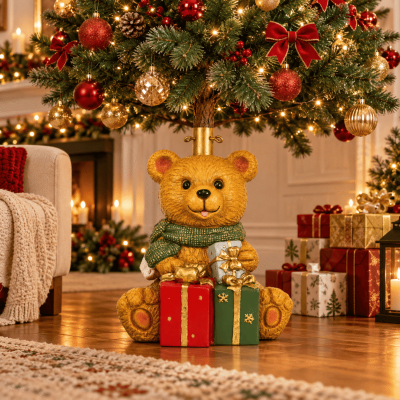 Base Albero Orso con Doni 50cm Vestiamo Casa Gran Natale Ambientata