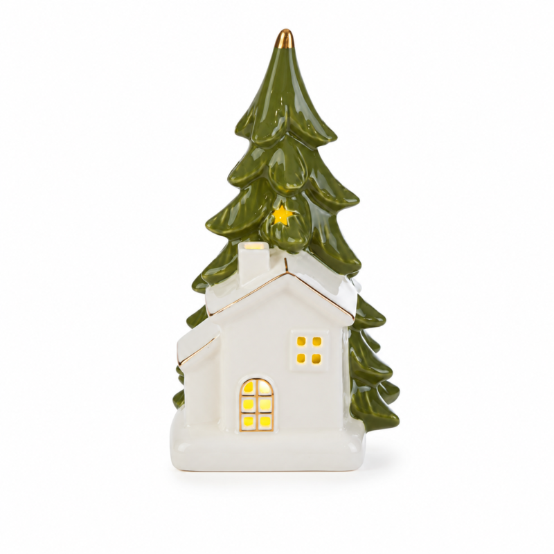 Casetta in Porcellana con Albero 18cm