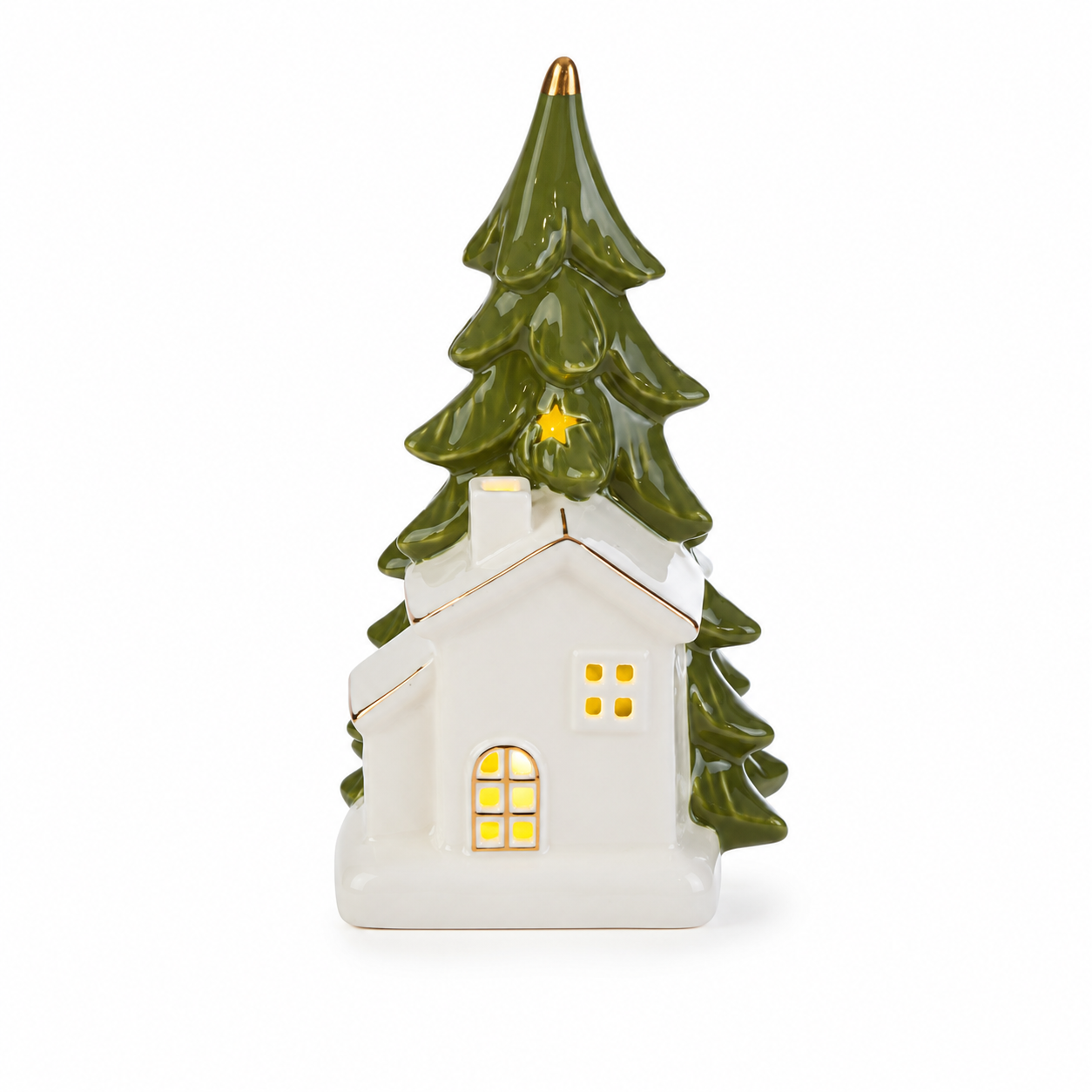 Casetta in Porcellana con Albero 18cm di Le Stelle Casetta in Porcellana con Albero 18cm