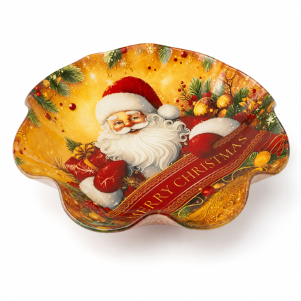 Centrotavola Babbo Natale Vetro 28cm