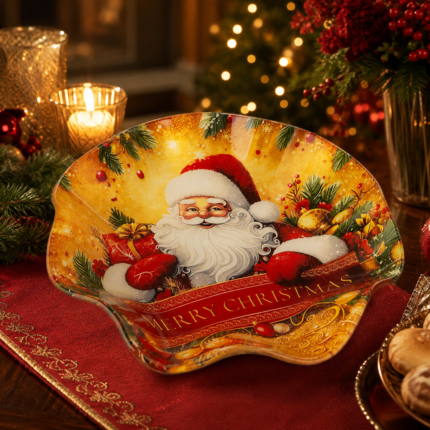 Centrotavola Babbo Natale Vetro 28cm di Le Stelle Ambientato