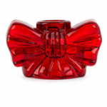 Portacandele con Fiocco Rosso in Vetro