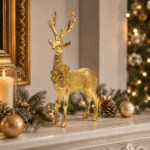 Renna Oro 40cm in Resina di vestiamo Casa Gran Natale Ambientata
