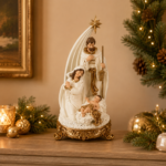 Sacra Famiglia Natalizia Bianca 39cm Ambientato