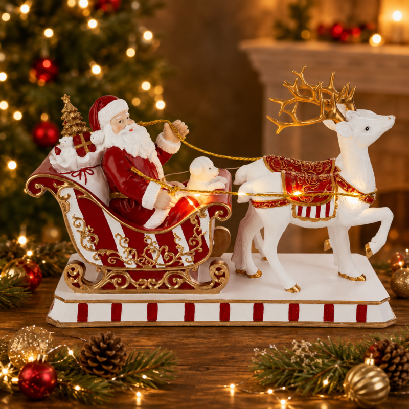 Slitta Babbo Natale con Luci e Musiche di Le Stelle Ambientata