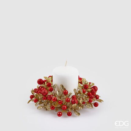 Corona Bacche Rosse e Foglie 12cm