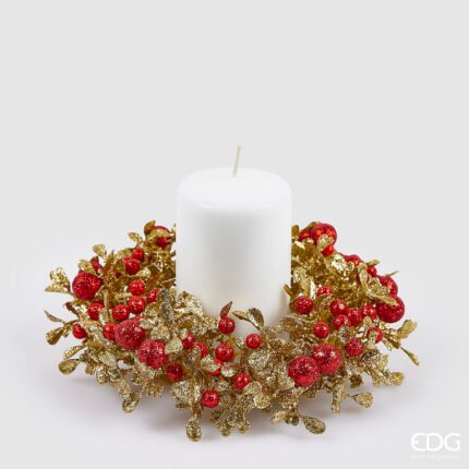 Corona Bacche Rosse e Foglie 18cm
