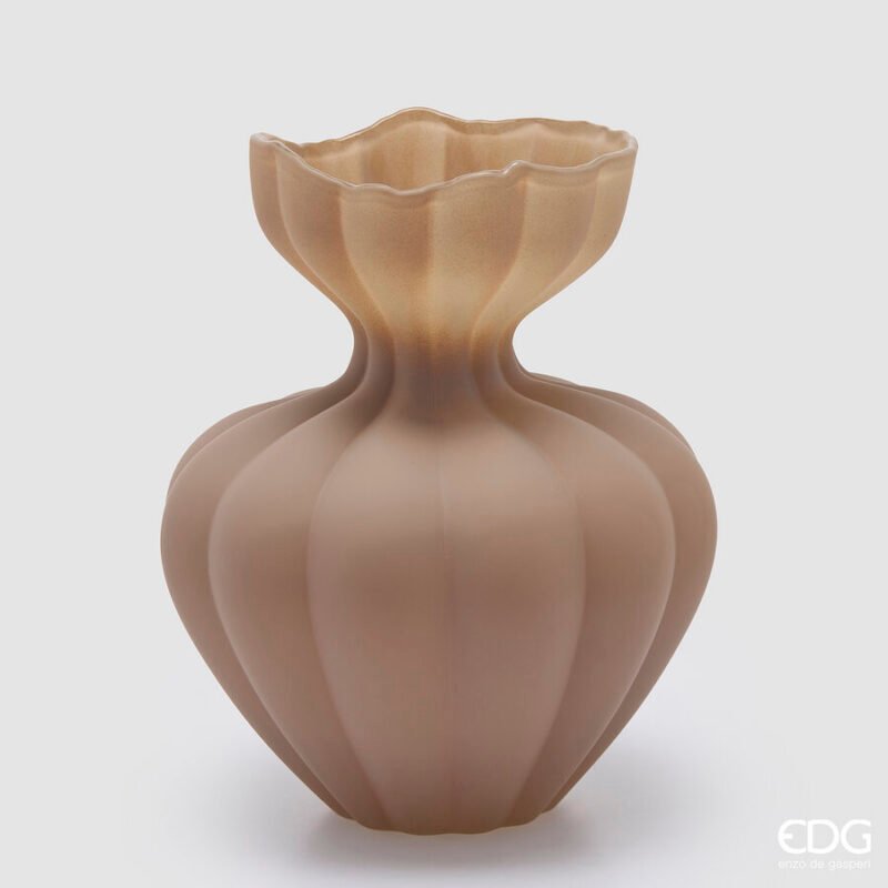 Vaso Flow Sinuoso Marrone 32cm