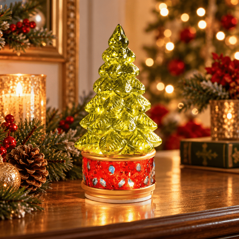 Abete a Led Rotante Verde 27cm di Mascagni ambientato