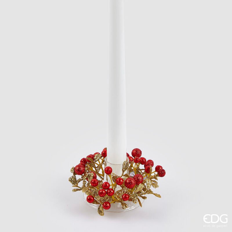 Corona Bacche Rosse e Foglie 9cm